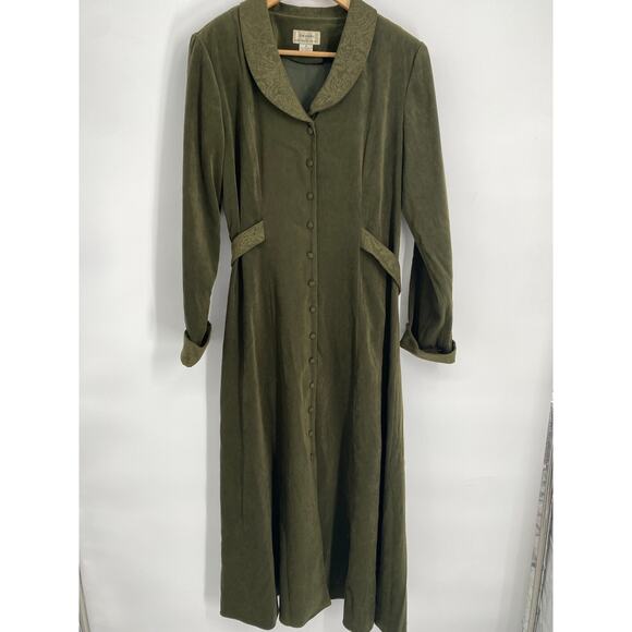 D.W. Studio David Warren NY Green Long Velveteen Dress Witchicore Goth Vampire - Picture 1 of 8